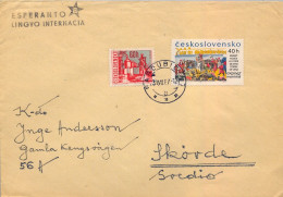 1967 CHECOSLOVAQUIA , NOVY PARDUBICE  , SOBRE CIRCULADO A  SKOVDE , ESPERANTO LINGUO INTERNACIA - Lettres & Documents