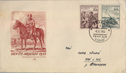 1955 CHECOSLOVAQUIA , PRAHA  , SOBRE CIRCULADO A  STRAMBERK , TEMA MILITAR , ARMY , EJÉRCITO , ARMÁDY - Lettres & Documents