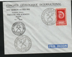 FOSSILS - ALGERIA - 1952 -GEOLOGICAL CONGRESS  15FR ON SPECIAL COVER AND POSTMARK - Fossielen
