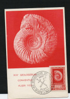 FOSSILS - ALGERIA - 1952 -GEOLOGICAL CONGRESS  15FR ON MAXI CARD ,SELDOM SEEN ITEM - Fossielen
