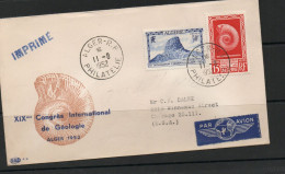 FOSSILS - ALGERIA - 1952 -GEOLOGICAL CONGRESS  SET OF 2 ON ILLUSTRATED FDC TO CHICAGO ,UNCOMMON ITEMS - Fossielen