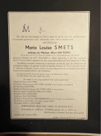 Mevr Maria Louisa Smets Wed Van Poppel *1854 Mechelen +1945 Mechelen Hens Rouzere Borremans - Avvisi Di Necrologio
