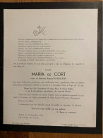Dame Maria De Cort Veuve Edmond Olbrechts *1878+1950 Anvers Deurne Van Roy Govaerts Bovoy Dassel Nisen Boele Reiling Roo - Avvisi Di Necrologio