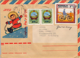 1983 MONGOLIA , SOBRE CIRCULADO A FREIBURG . CORREO AÉREO , AIR MAIL , POR AVIÓN - Mongolie