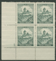 Böhmen & Mähren 1939 Eckrand-4er-Block 100er-Bogen 26 Pl.-Nr. 1 Postfrisch - Neufs