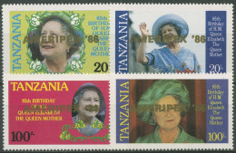 Tansania 1986 Königinmutter AMERIPEX Goldener Aufdruck 369/72 A Postfrisch - Tanzanie (1964-...)