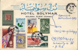 1968 TÚNEZ , SOLIMAN PLAGE - OBERHAUSEN , SOBRE CIRCULADO - Tunisie (1956-...)