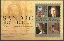 St. Vincent 2010 Gemälde Botticelli 6826/29 K Postfrisch (C64950) - St.Vincent (1979-...)