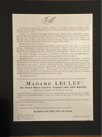 Madame Leclef Nee Claire Van Den Bergh *1879 Anvers +1944 Anvers Berchem Destoop Graff Elebaers Massa Bieswal De Coninck - Avvisi Di Necrologio