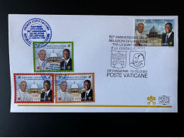 Vatican Côte D'Ivoire Ivory Coast 2020 Joint FDC Issue 1er Jour Emission Commune 50 Ans Relations Pape Pope President - Côte D'Ivoire (1960-...)