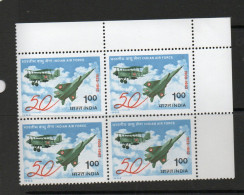 INDIA - 1982- INDIAN AIR FORCE CORNER BLOCK OF 4 MINT NEVER HINGED, SG £24 - Neufs