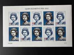 £0 2022 - IMPERF - Feuillet Kleinbogen " Queen Elizabeth II " Matej Gabris - Erinnophilie