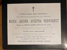 Maria Jacoba Josepha Vervoorst Wed Marcus’ De Lelie  *1801+1883 Antwerpen Deurne - Avvisi Di Necrologio