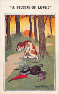 L483 Seaside Comic Humor Sad Dog A Victim Of Love 1924 Vintage Postcard - Humour