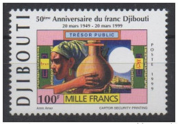 Djibouti Dschibuti 1999 Mi. 677 ** Neuf MNH 50e Anniversaire Du Franc Djiboutien Mille Francs Paper Money RARE ! - Djibouti (1977-...)