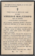 Carte Décès / Généalogie - Dame Virginie MALCORPS - 1916 à NEUFVILLES - Veuve De Mr. Louis-Eugène DUVIEUSART - (CD1) - Avvisi Di Necrologio