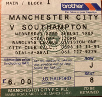 Manchester City F.C. Southampton Division One 1989 Football Ticket - Tickets - Vouchers
