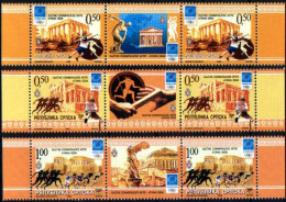 Bosnia Serbia 2004 Olympic Games Athens Ancient Greece Sport, Middle Row, 2 Sets With Labels In The Row, MNH - Bosnie-Herzegovine