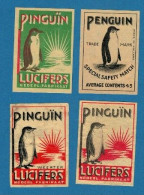 4 étiquettes De Boites D'allumettes (matches, Matchbox Labels) Pays-Bas Marque Pinguïn - Matchbox Labels