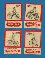 4 étiquettes De Boites D'allumettes (matches, Matchbox Labels) Pays-Bas Marque Peerless Thème Vélo - Matchbox Labels