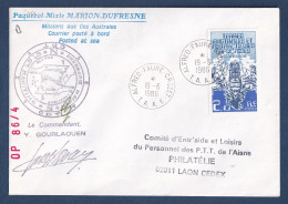 TAAF - Lettre - YT N° 120 - Marion Dufresne - Paquebot - Signé Y Gourlaouen - OP 86/4 - 1986 - Lettres & Documents