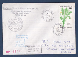 TAAF - Lettre - YT N° 118 - Marion Dufresne - Paquebot - Signé Marc Soviche - OP 88/2 - Martin De Vivies - 1987 - Lettres & Documents