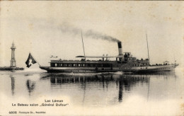 CPA Chillon Lac Léman Kt. Waadt Schweiz, Das Bild Zeigt Ein Schiff Mit Dem Namen General Dufour... - Autres & Non Classés