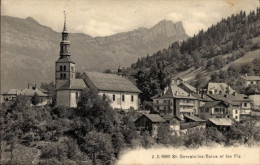 CPA Saint Gervais Les Bains Haute Savoie, Teilansicht, Kirche, Fiz - Autres & Non Classés