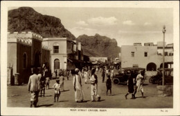 CPA Aden Jemen, Hauptstraße, Menschen, Autos, Berge, Historische Architektur - Yemen