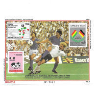 BOLIVIA 1989 WORLD FOOTBALL CUP ITALY 1990 EMBLEM SPORTS FIFA CHAMPIONSHIP SS MNH MI BL 178 - Bolivie