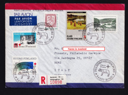 R-Letter Par Avion (1.st Flight)  Finland (Helsinki) To Italy  (Rome) - Lettres & Documents