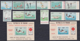 Panama 1964 Olympics Tokyo Water Sports, Michel 734-745, Block 21 & 22, MNH - Ete 1964: Tokyo