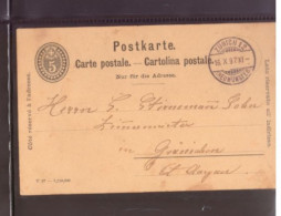 Suisse -(1897) - CP Entier 5 C.  Circule - Entiers Postaux