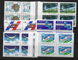 BRAZIL - SELECTION OF AVIATION STAMPS IN BLOCKS OF 4  MINT NEVER HINGED, SG £61 - Neufs