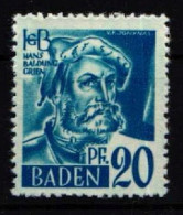 Franz. Zone Baden 7 G Postfrisch Druck Auf Gummiseite, Geprüft Schlegel #NW269 - Other & Unclassified