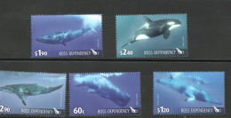 ROSS DEPENDENCY  -  2010 - WHALES OF THE SOUTHERN OCEAN SET OF 5  MINT NEVER HINGED SG £16.40 - Unused Stamps