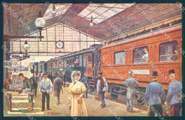 Artist Signed F. Witt Lady Train Station BKWI 618-1 Cartolina Postcard TW2187 - Autres & Non Classés