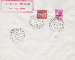 1954 TRIESTE A N. 171 + Tasse 25 Su Busta Primo Giorno 1.2.1954 NON VIAGGIATA - Autres & Non Classés