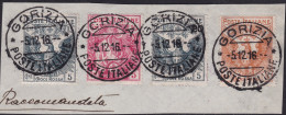 1915-16 ITALIA - REGNO N. 102-105 Pro Croce Rossa SERIE COMPLETA SU FRAMMENTO - Sonstige & Ohne Zuordnung