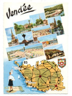 CPM Géographique 85 VENDEE - Luçon. La Roche Sur Yon. La Tranche. Mervent. Bourrine. Croix De Vie. Folklore - Maps