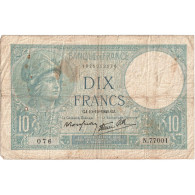 France, 10 Francs, Minerve, 1940-10-10, N.77001, TB - 10 F 1916-1942 ''Minerve''