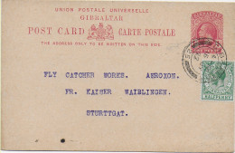 Post Card Gibraltar To Stuttgart/Waiblingen 1922 - Gibraltar