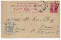 Post Card Falkland Islands Port Stanley 1895 Nach Wien - Falkland Islands