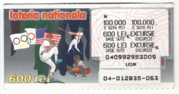 OLYMPICS LOTTERY TICKET, BASSE-BALL, No 04-012835-063,  ROMANIA - Lottery Tickets