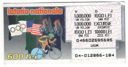 OLYMPICS LOTTERY TICKET, CYCLING,  No 04-012866-184,  ROMANIA - Lottery Tickets