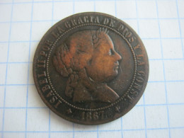 Spain 2 1/2 Centimos 1867 OM 4 Pointed Star - Primi Conii