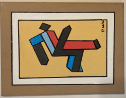 "Marathon Running Men", Gemälde Im Kubismus-Stil Auf Leinwand Gerahmt, Maße 300x400 Mm, - Autres & Non Classés