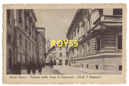 Marche Ascoli Piceno Palazzo Della Cassa Di Risparmio Veduta Edificio Animata Anni 30 40 (arch.c.bazzani) F. Piccolo) - Banken