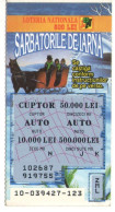 WINTER HOLIDAYS LOTTERY TICKET, HORSE-DRAWN SLEEVE, No.10-039427-123, ROMANIA - Lottery Tickets