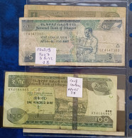 Very Nice Lot Of 9 Different Banknotes From Ethiopia, 1972-2015, 1 To 100 Birr, 4 Pictures - Ethiopie